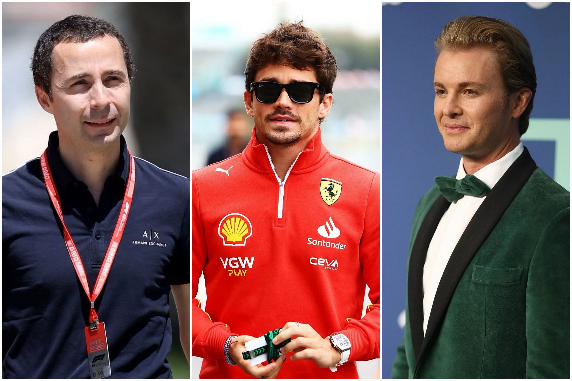 Nicholas Todt (L), Charles Leclerc (C) and Nico Rosberg (R) (Collage via Sportskeeda)