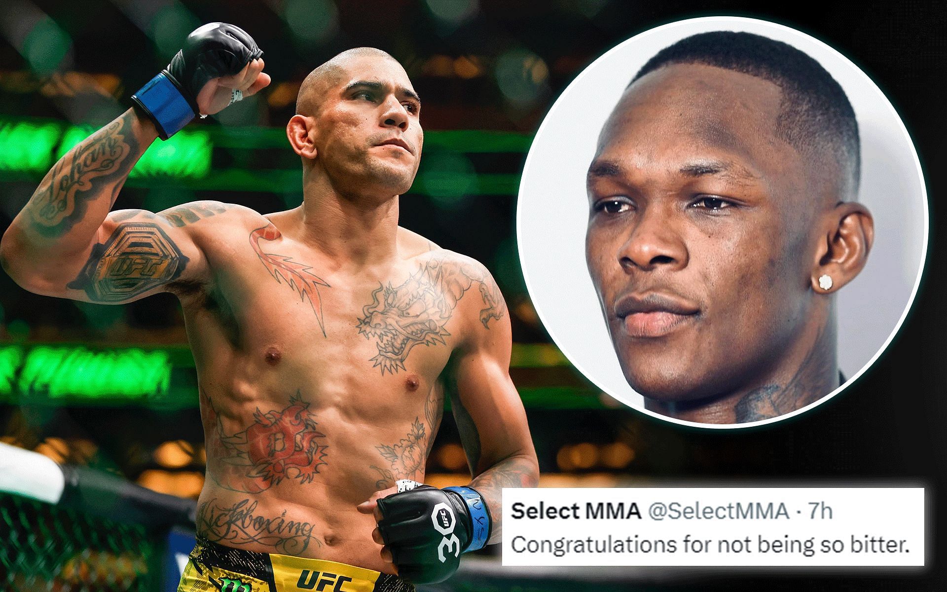 Fans react to Israel Adesanya (right) hailing Alex Pereira (left) [Images courtesy: @stylebender on Instagram and Getty]