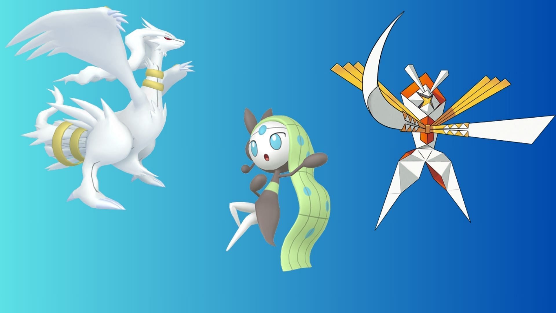 Kartana, Meloetta (Aria), and Reshiram (Image via TPC)