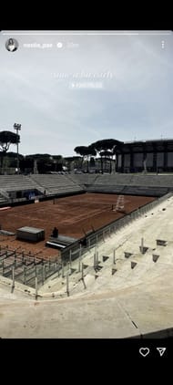 Anastasia Pavlyuchenkova's Instagram post featuring an empty clay court at the Foro Italico