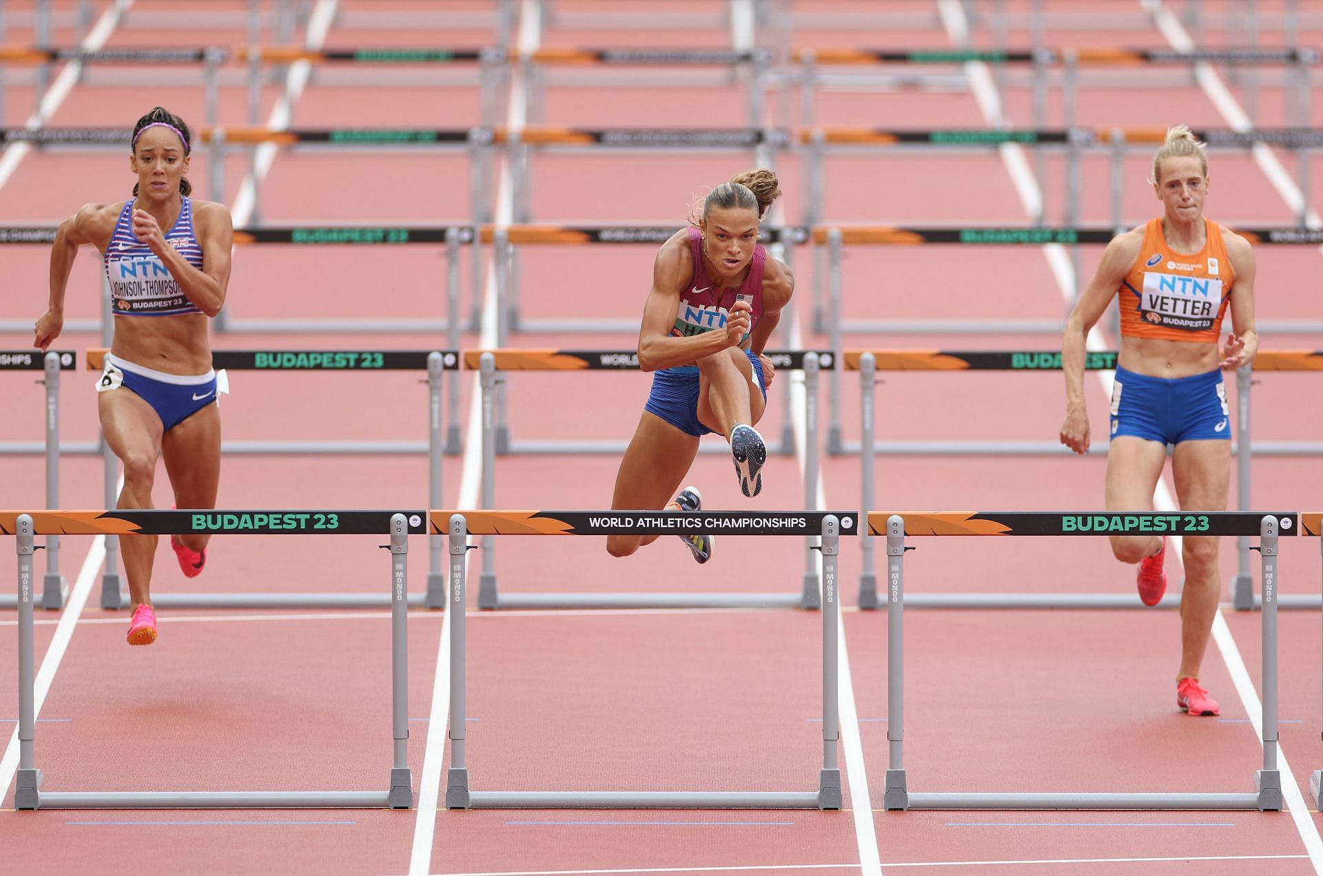Anna Hall in action during World Athletics Championships Budapest 2023