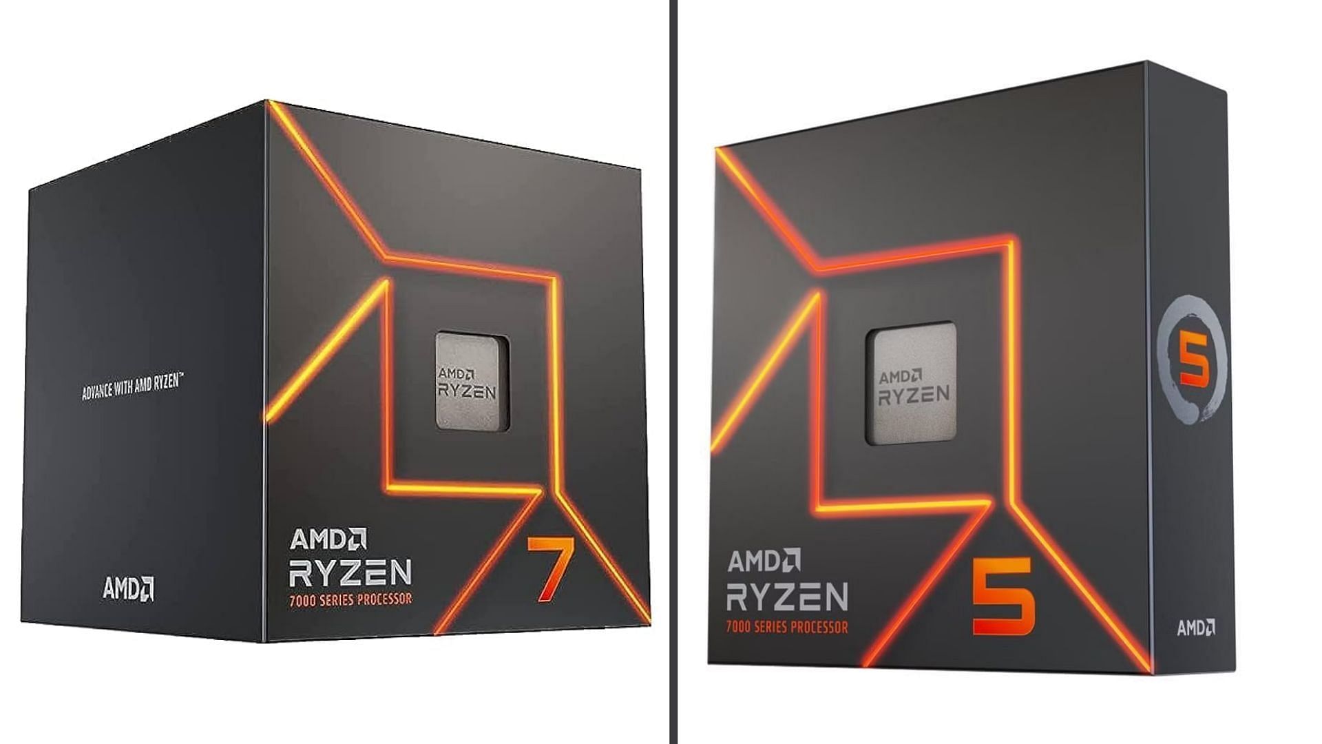 The AMD Ryzen 7 7700 and the Ryzen 5 7600X are mid-range gaming and productivity chips (Image via AMD and Amazon)