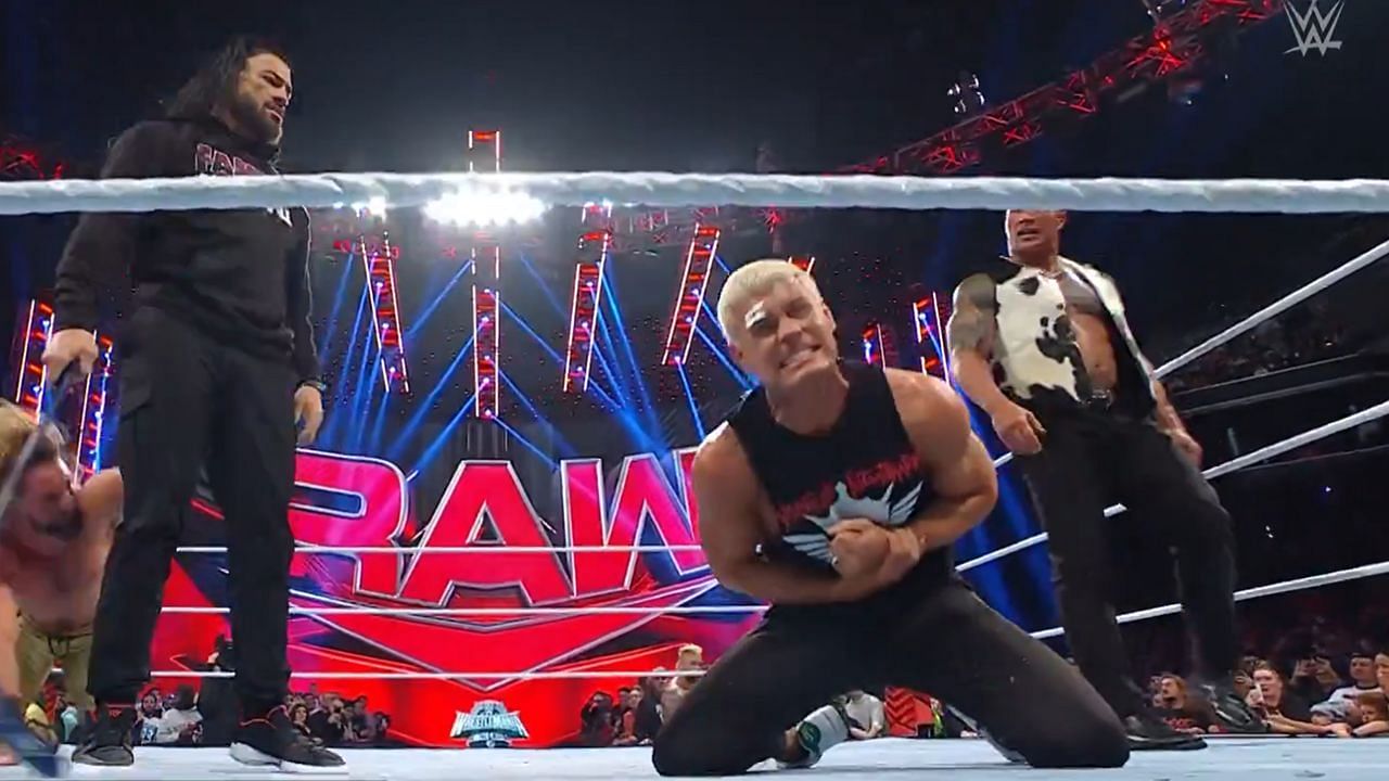 Cody Rhodes screaming in pain during the beatdown (via WWE