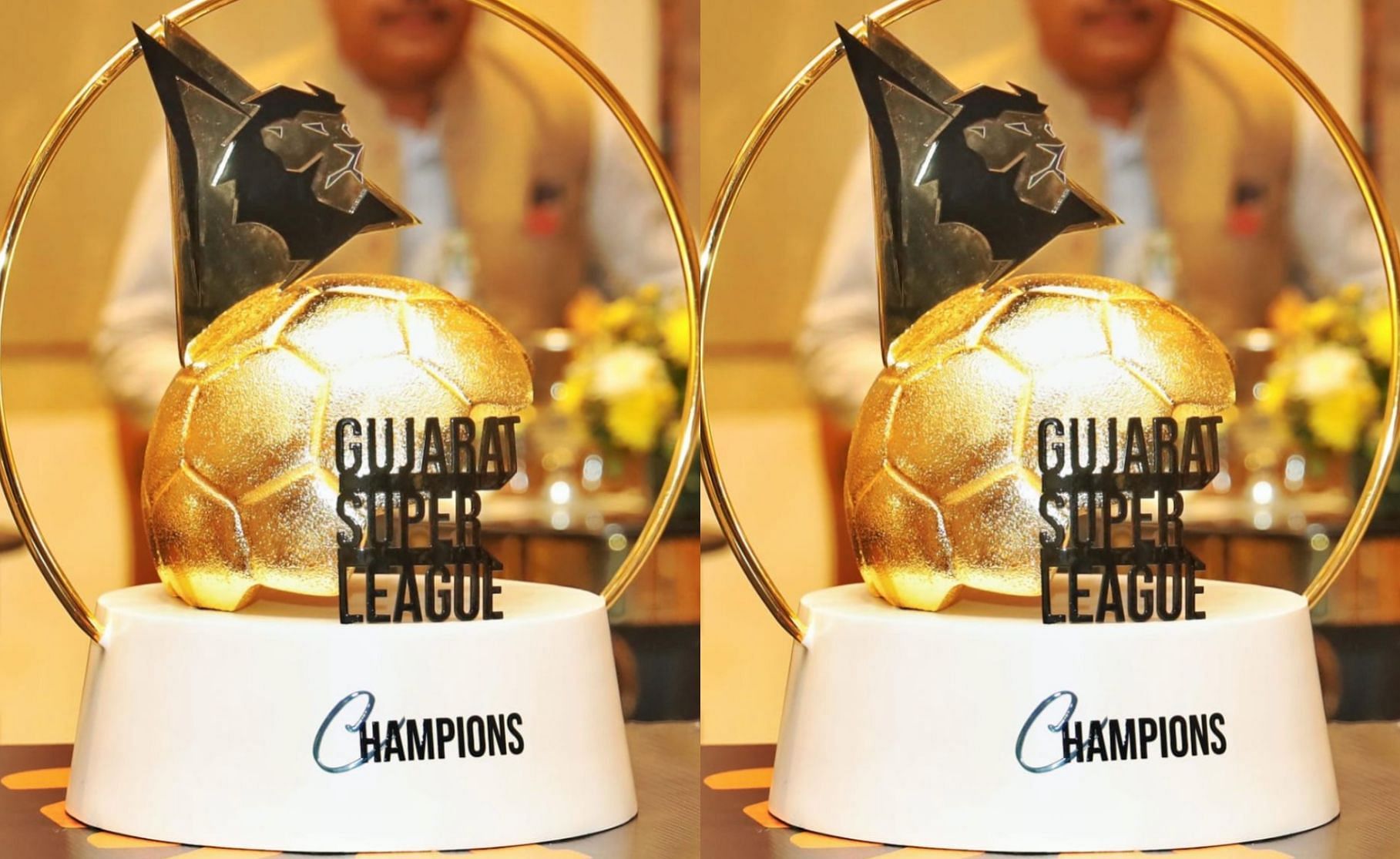 A look at the GSL trophy. (Credit: Gujarat State Football Association/Instagram)