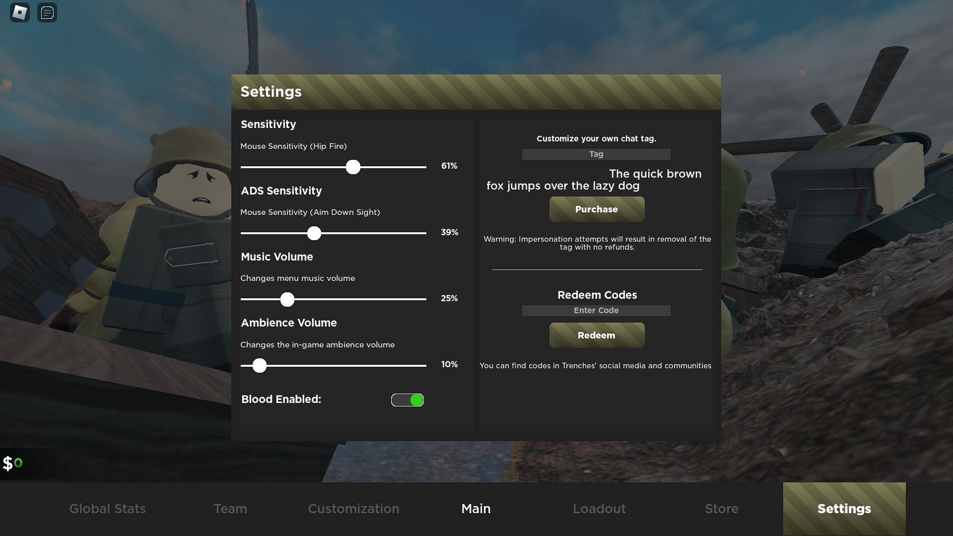 Active codes for Trenches (Image via Roblox)