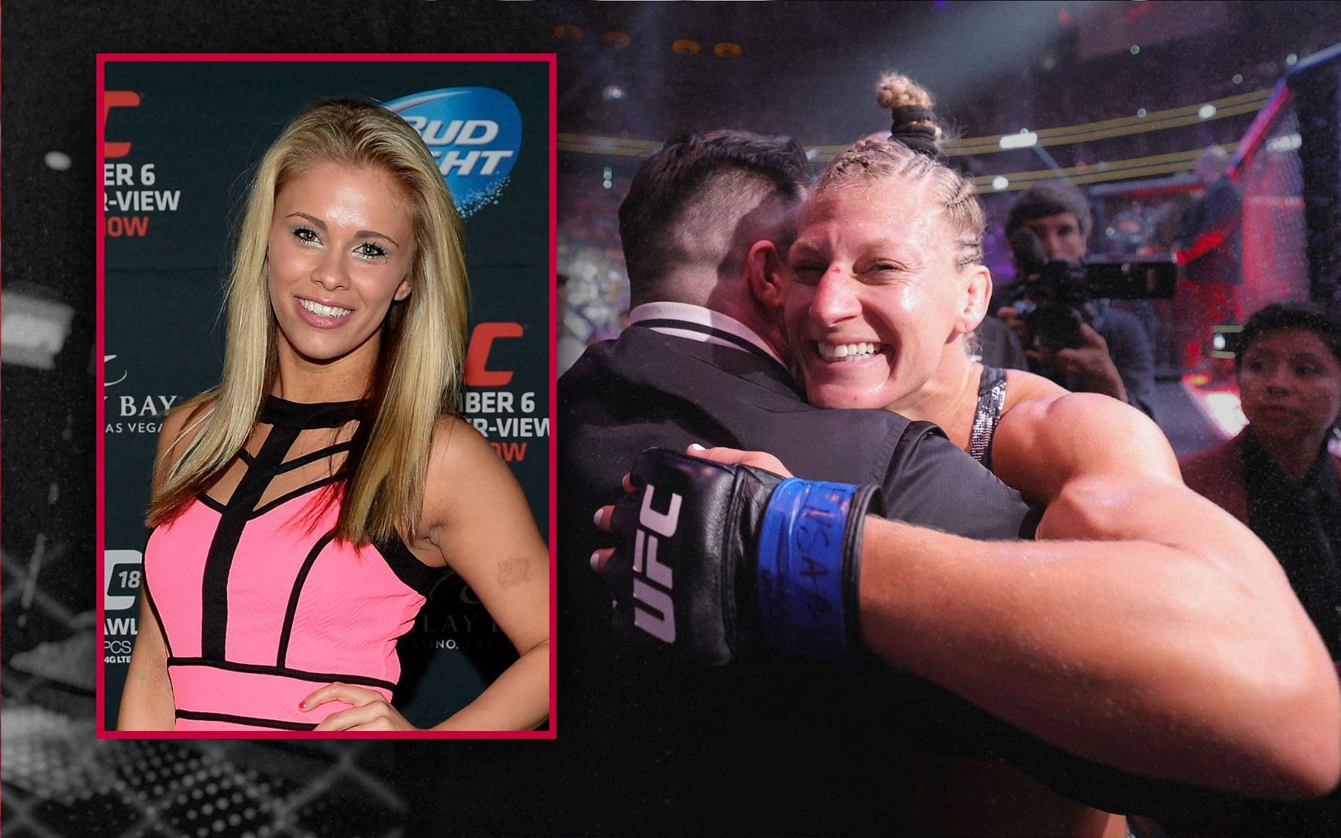 Paige VanZant shares her thoughts on UFC signing Kayla Harrison, the latter responds. [Image courtesy: @Kevin10919728 on X; Getty Images]