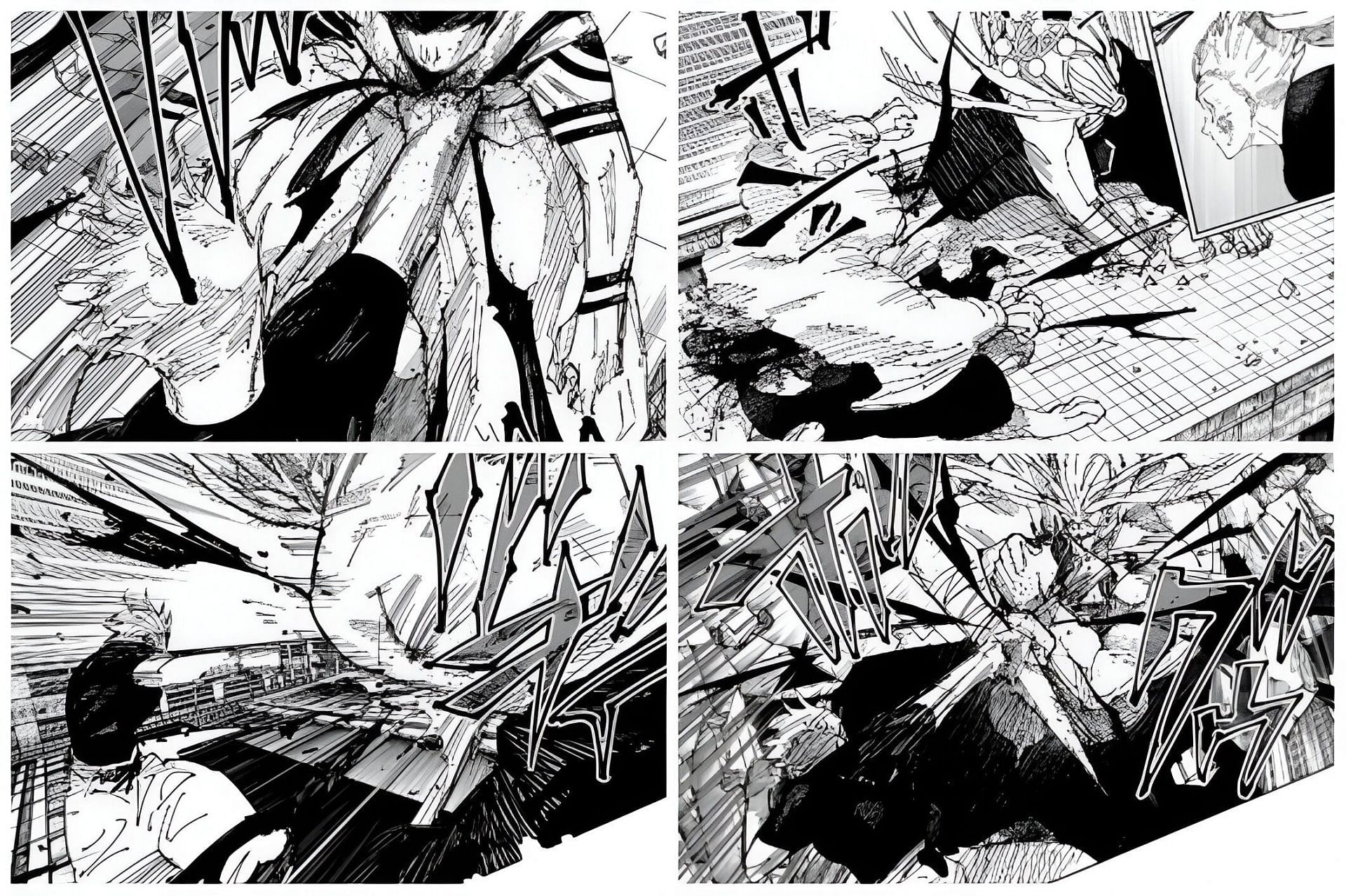 Every time Gojo hit Sukuna with the advanced cursed technique (Image via Shueisha)