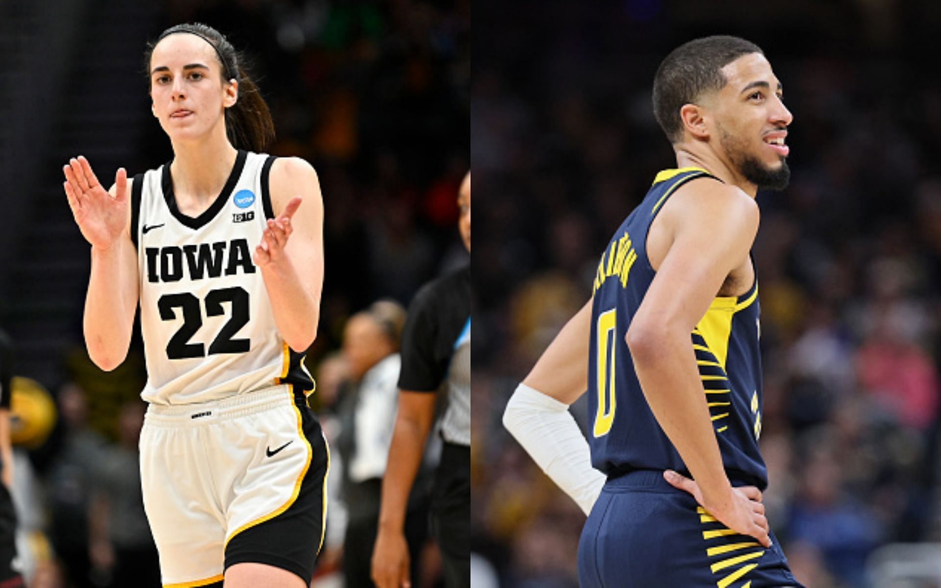 Caitlin Clark (left); Tyrese Haliburton (right)