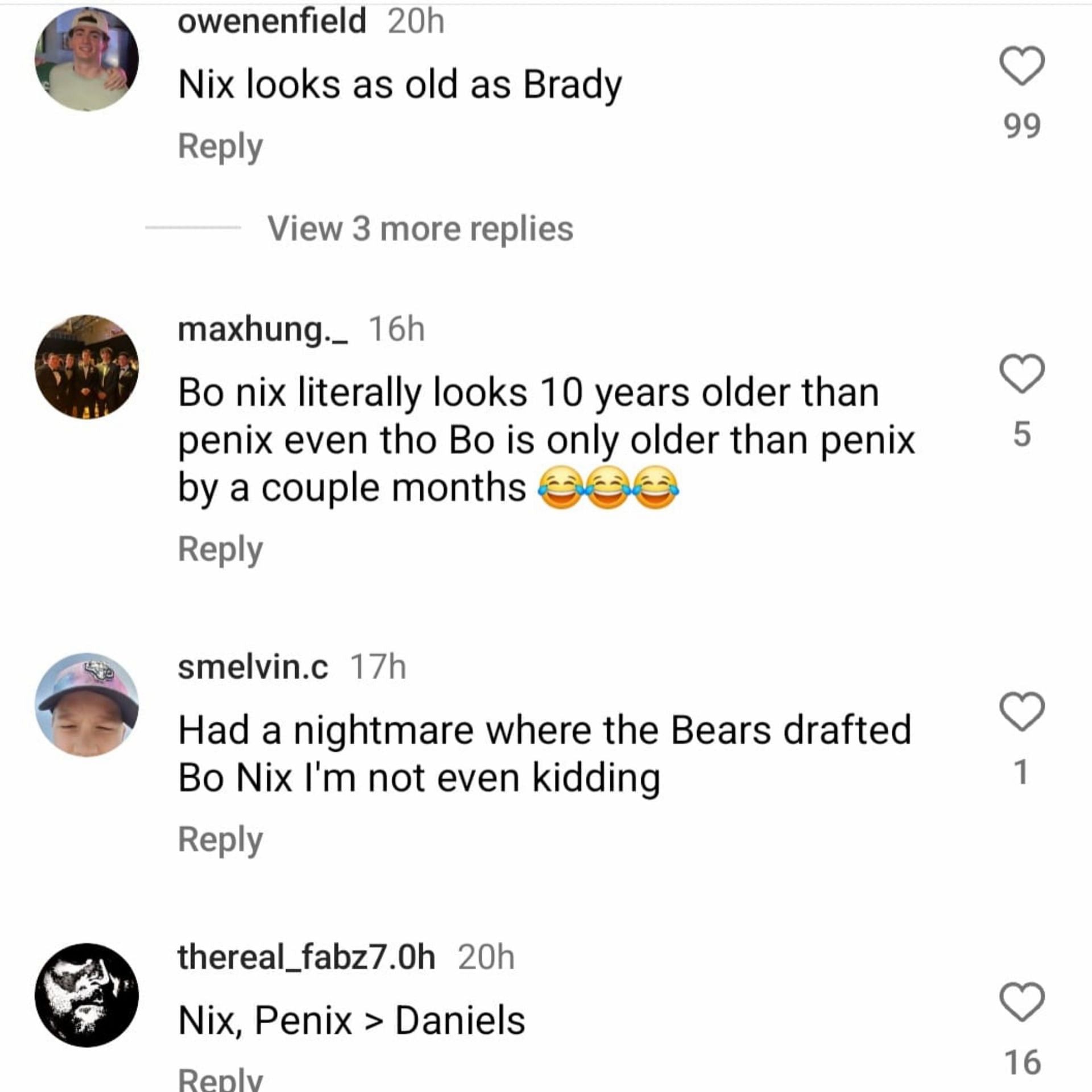 College Football fans compared Bo Nix with Tom Brady in terms of looking aged.