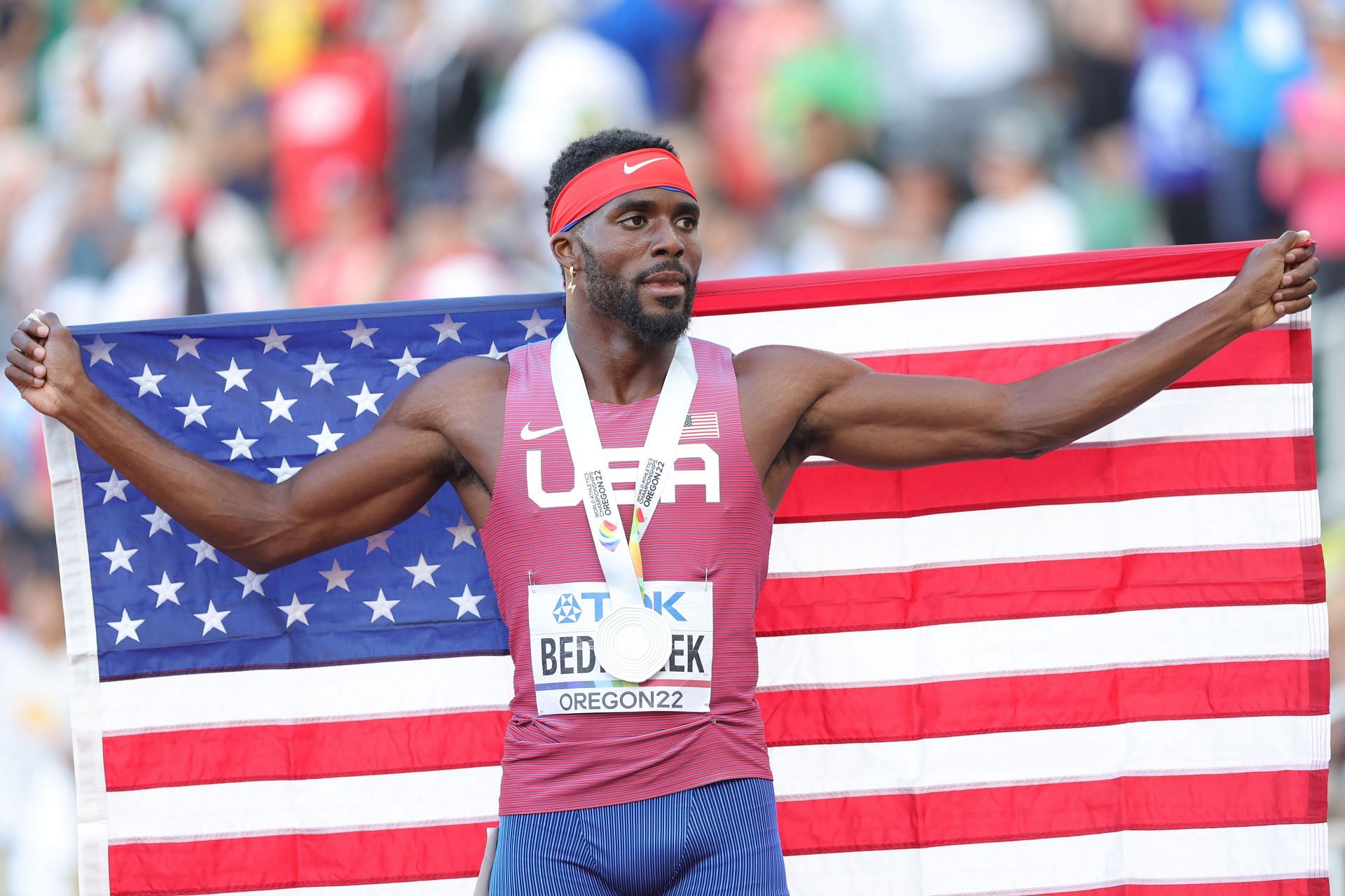 Kenny Bednarek secured a gold medal in the 200m event at the 2024 Miramar Invitational.