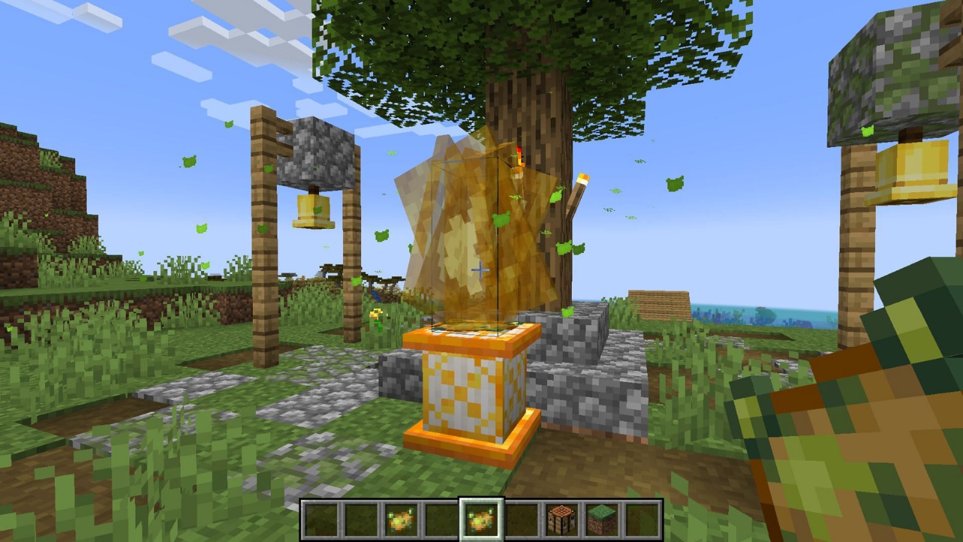 Use the pedestal to open the Poisonous Potato dimension (image via Mojang Studios)