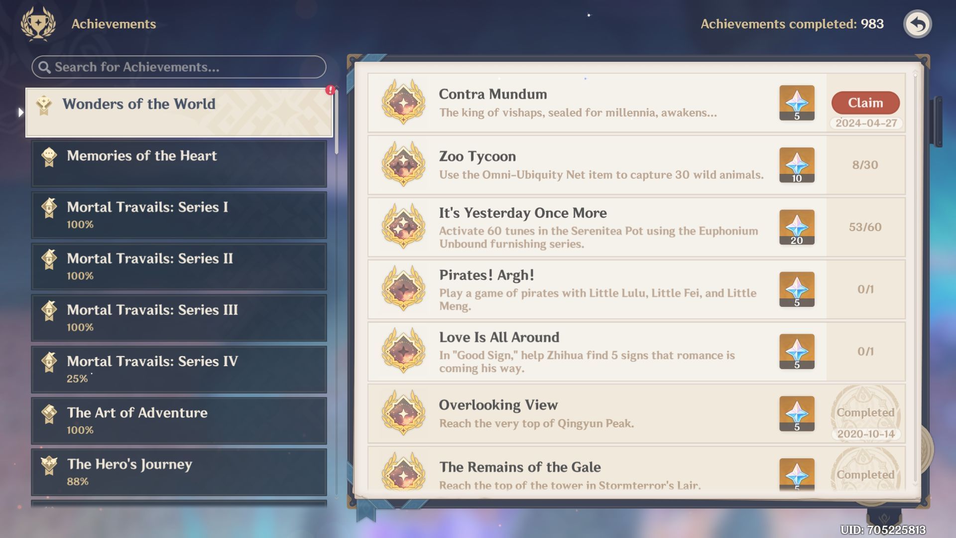 Contra Mundum achievement (Image via HoYoverse)