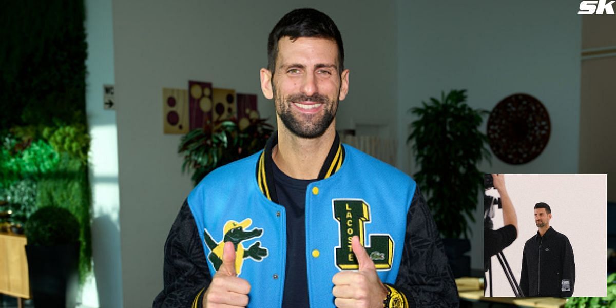 Novak Djokovic poses for Lacoste