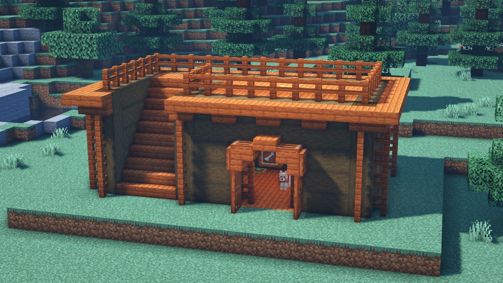 Minecraft fans can keep their tamed wolves cozy and secure in a well-built dog house (Image via u/Pierigin/Reddit)