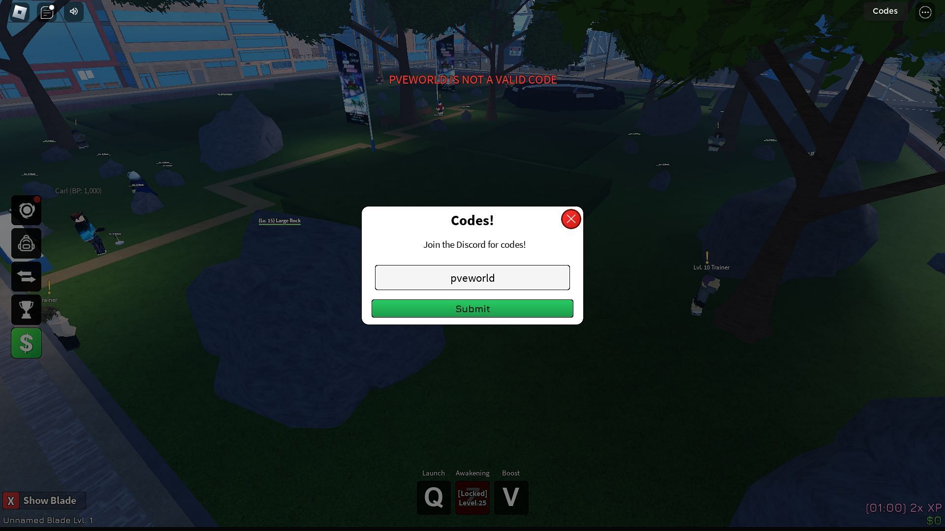 Troubleshooting codes for Bladers: Rebirth (Image via Roblox)