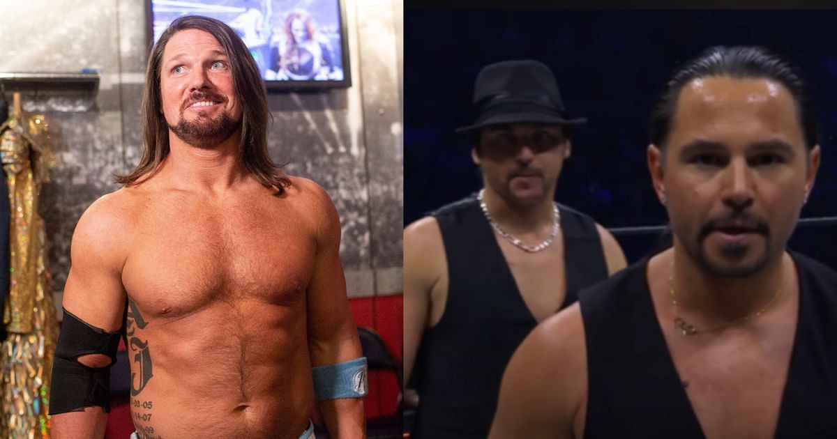 Aj Styles (left) and The Young Bucks (right) [Photos via WWE gallery adn AEW YouTube]