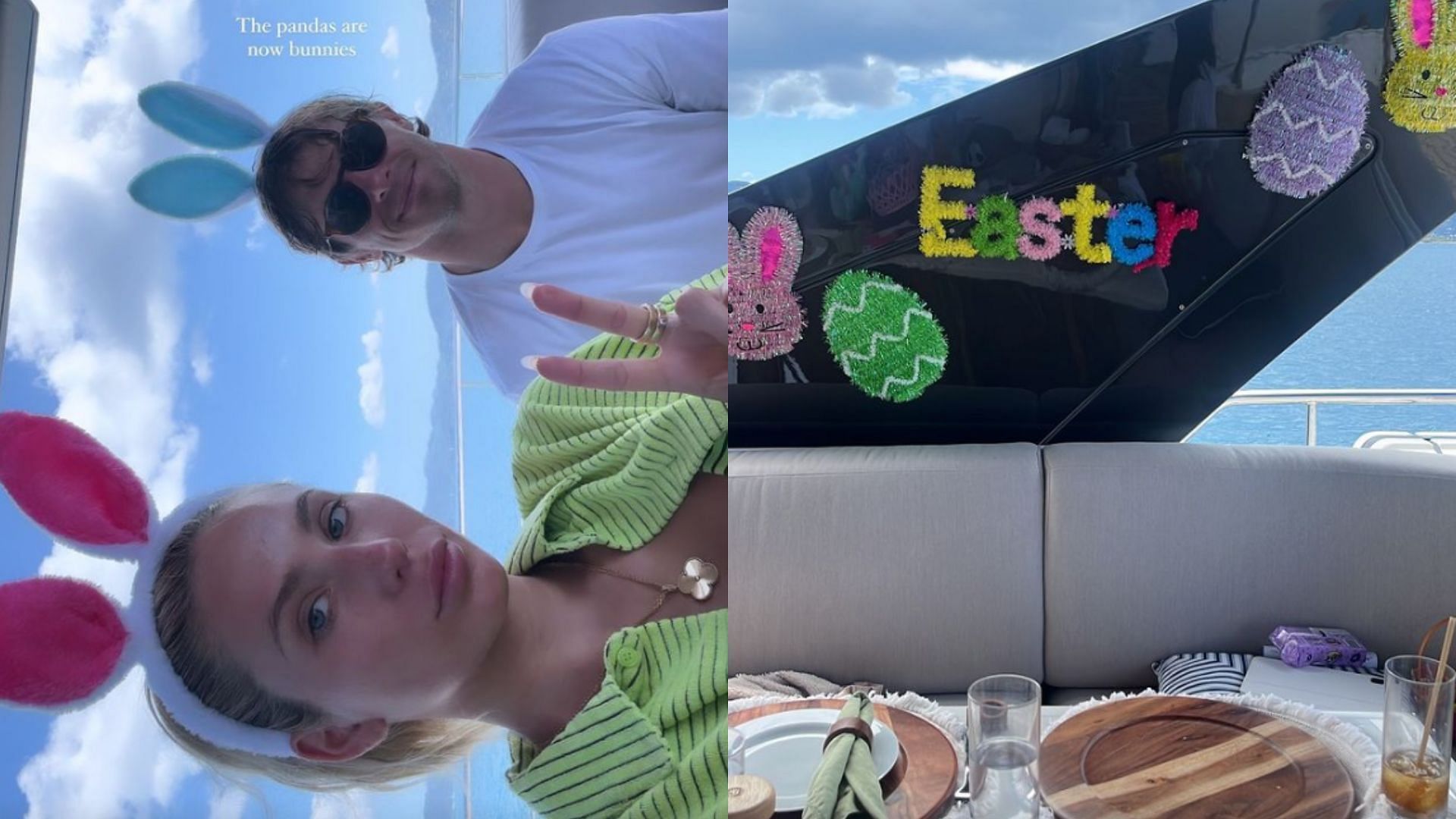 Braxton Berrios and Alix Earle celebrated Easter aboard a boat in the British Virgin Islands.