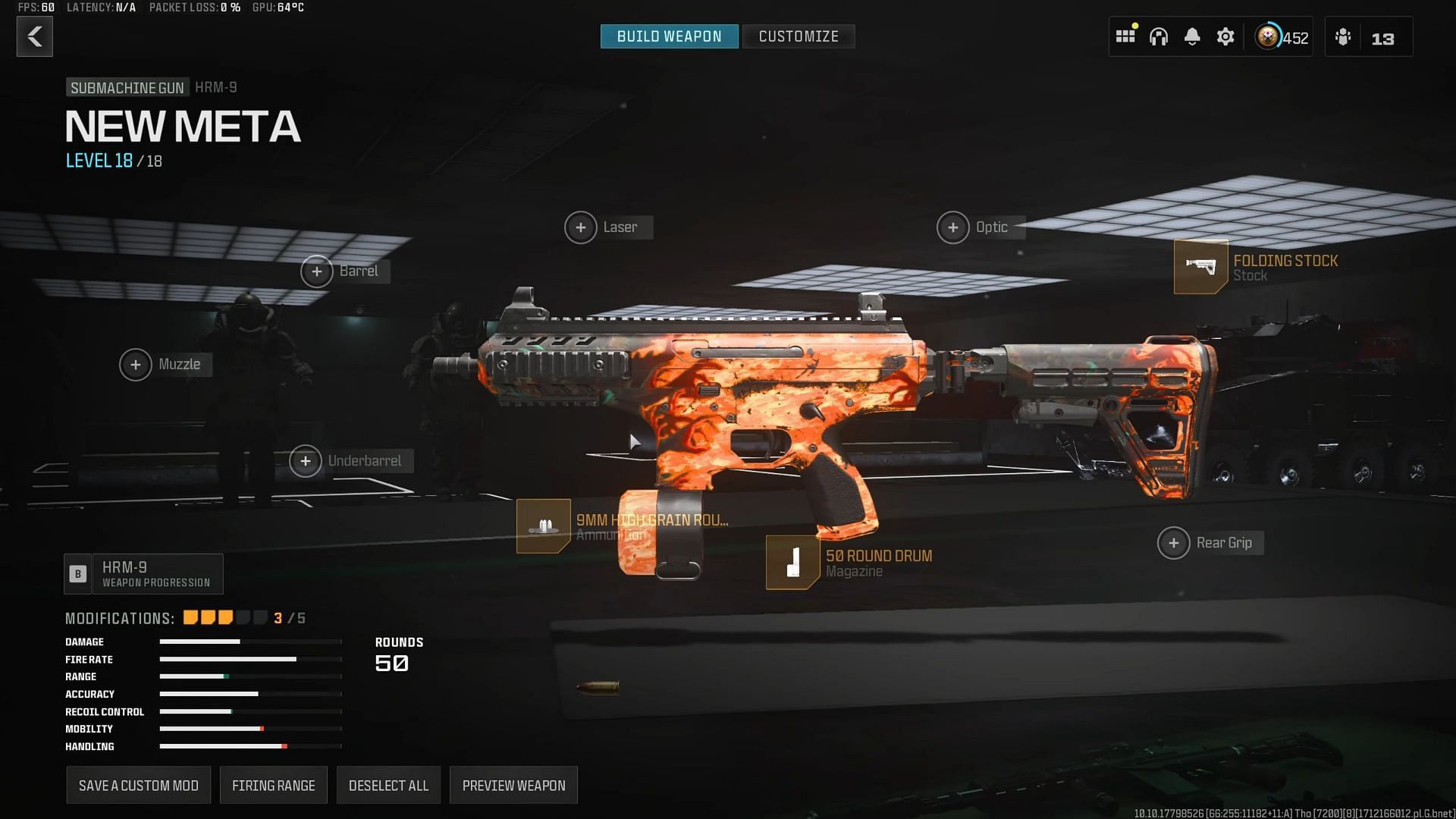HRM9 SMG loadout in MW3 (Image via IsaacAndersn/Activision YouTube)