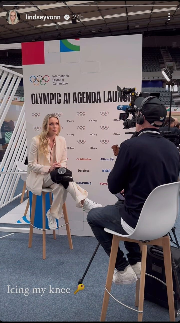 In Pictures Lindsey Vonn attends Olympics AI Agenda launch after knee