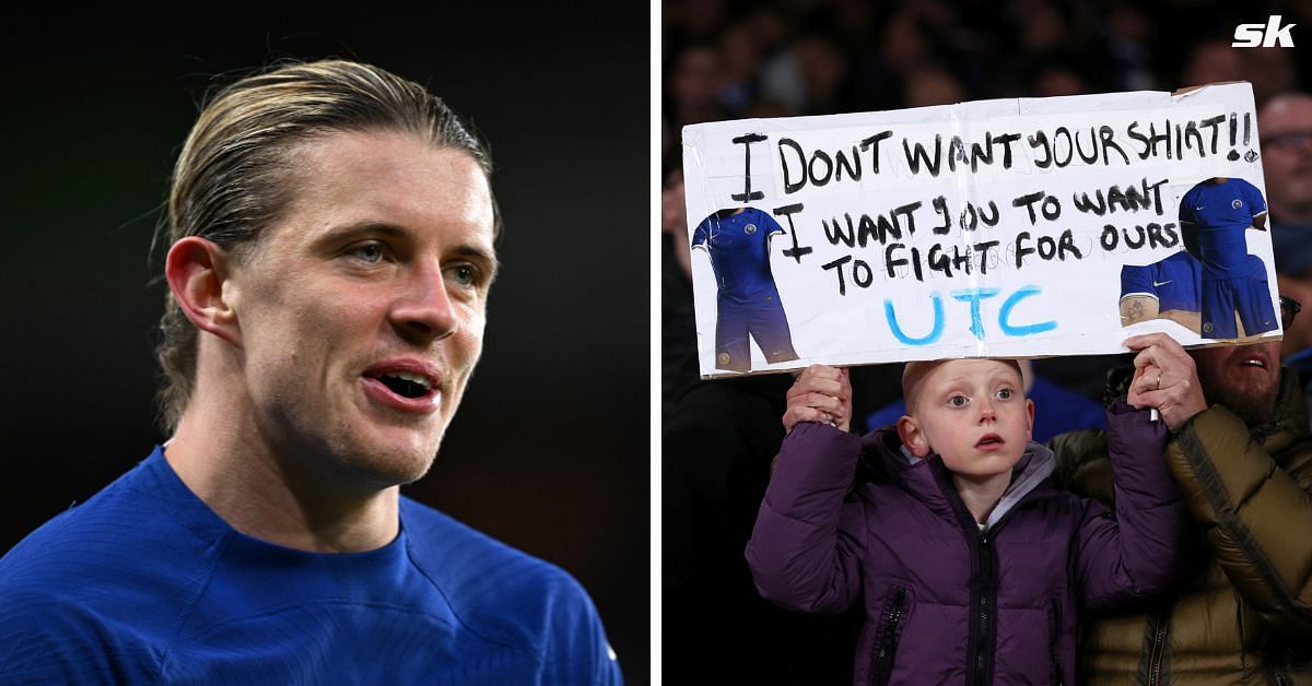 Conor McGregor (left) and young Chelsea fan