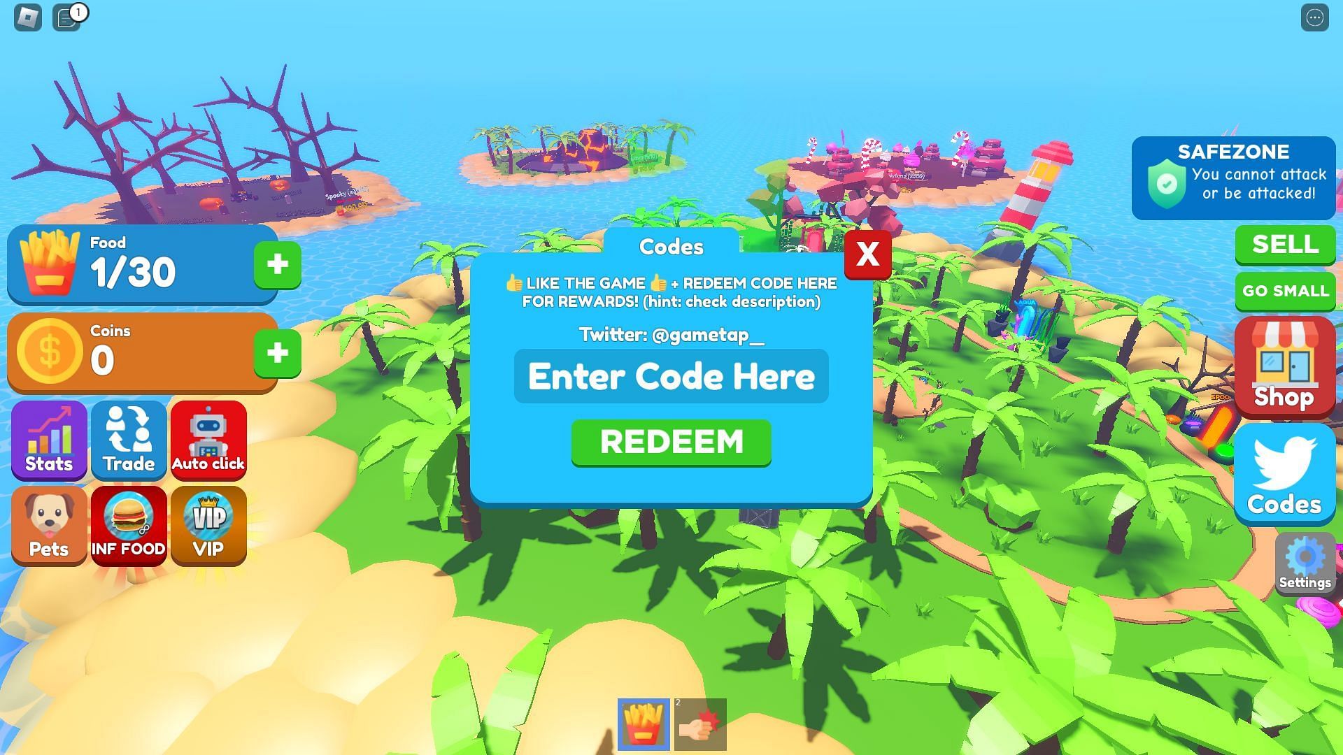 Active codes for Eating Simulator (Image via Roblox)