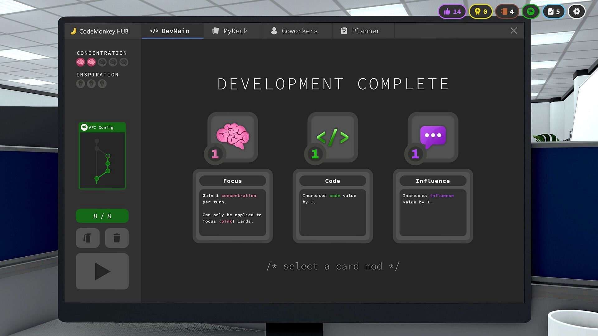 The process of modding cards looks fascinating in dev_hell (Image via Unhinged Studios)