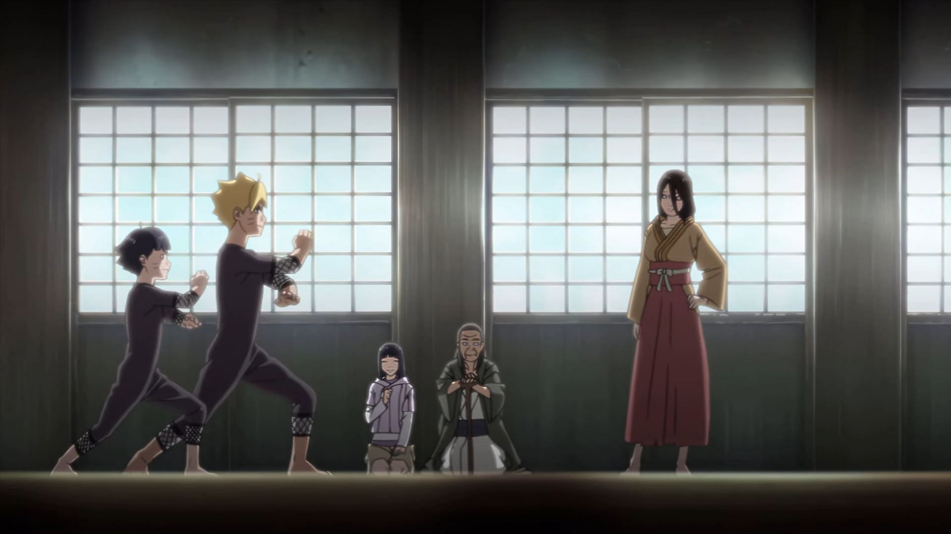 Himawari and Boruto training at the Hyuga household (Image via Studio Pierrot)