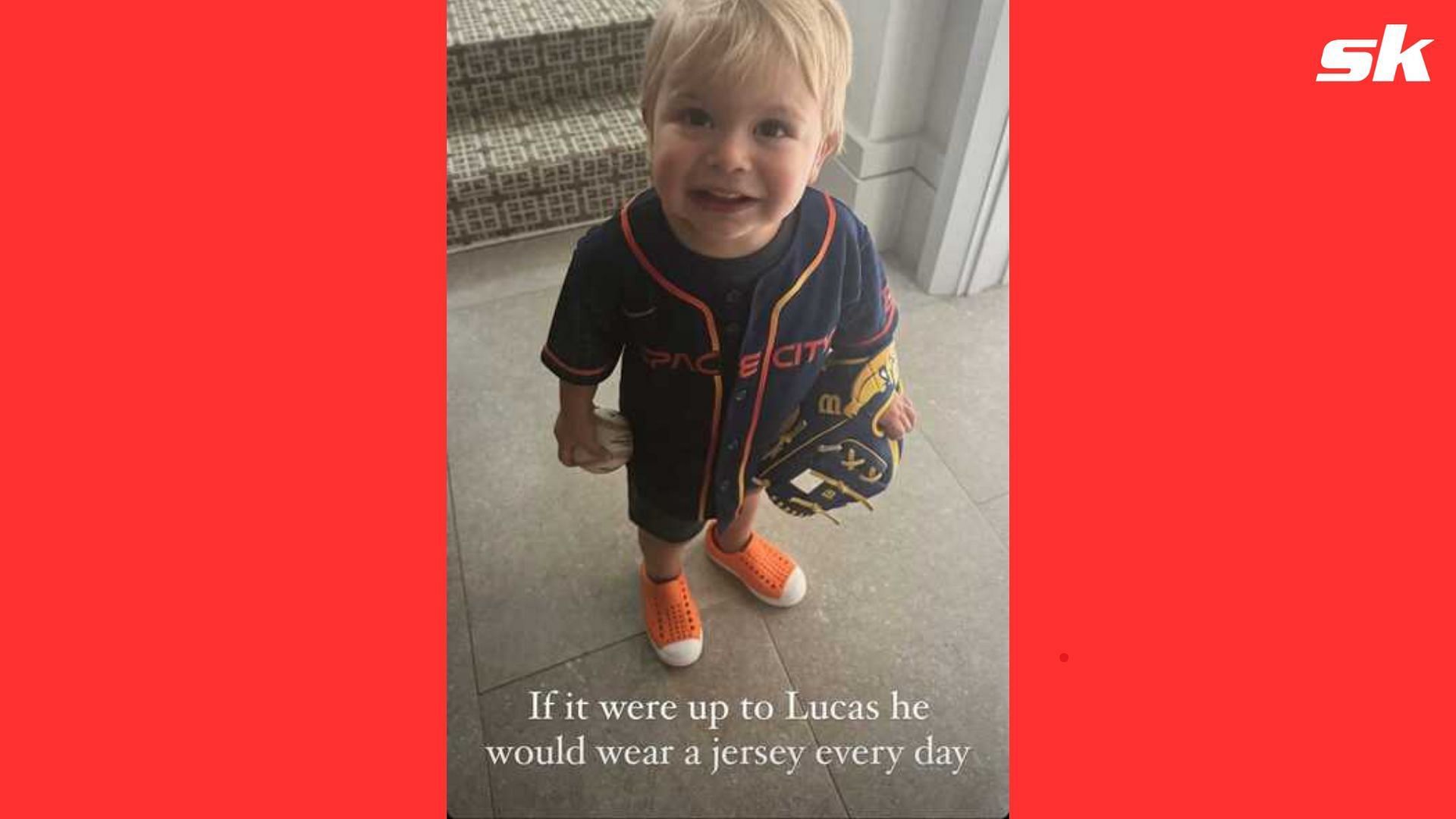 Lucas Hader loves his City Connect Houston Astros jersey