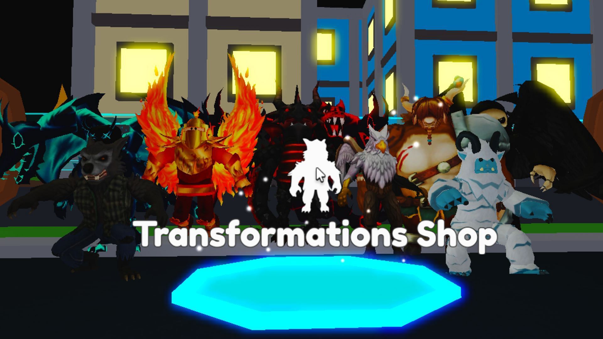 Shops in Super Power Fighting Simulator (Image via Roblox)