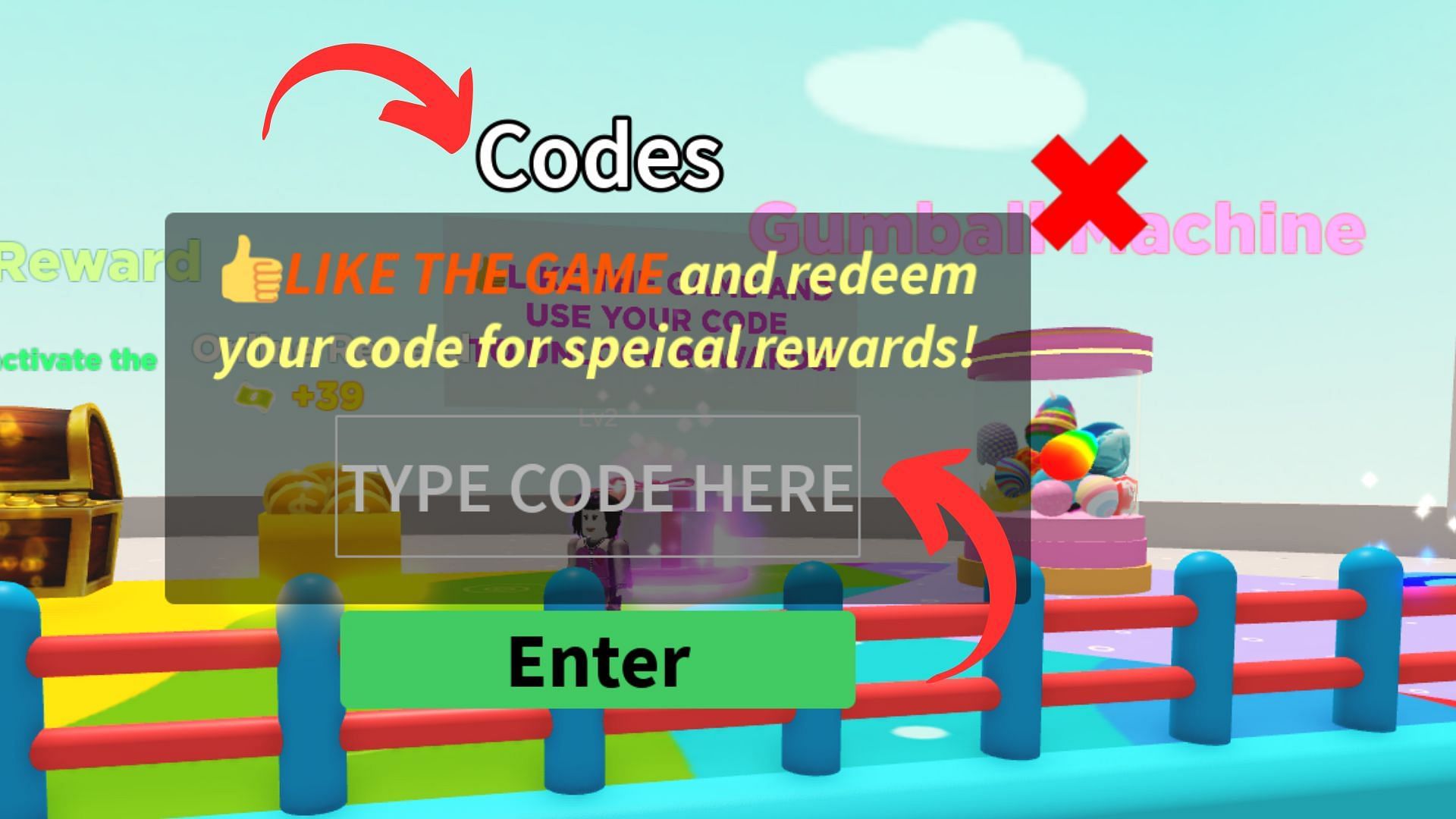 Redeem codes in Color Block (Image via Roblox)