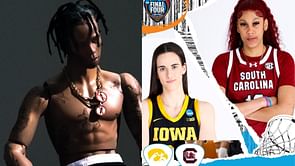 "MOOOVIIIEEEEEEE": $80M worth Travis Scott hypes up women's National Championship game as Caitlin Clark's Iowa faces Dawn Staley's South Carolina