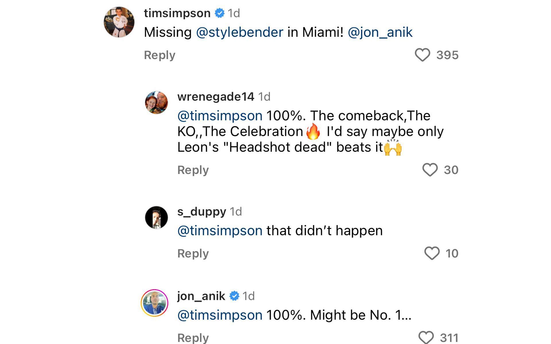 Simpson and Anik&#039;s Instagram comments