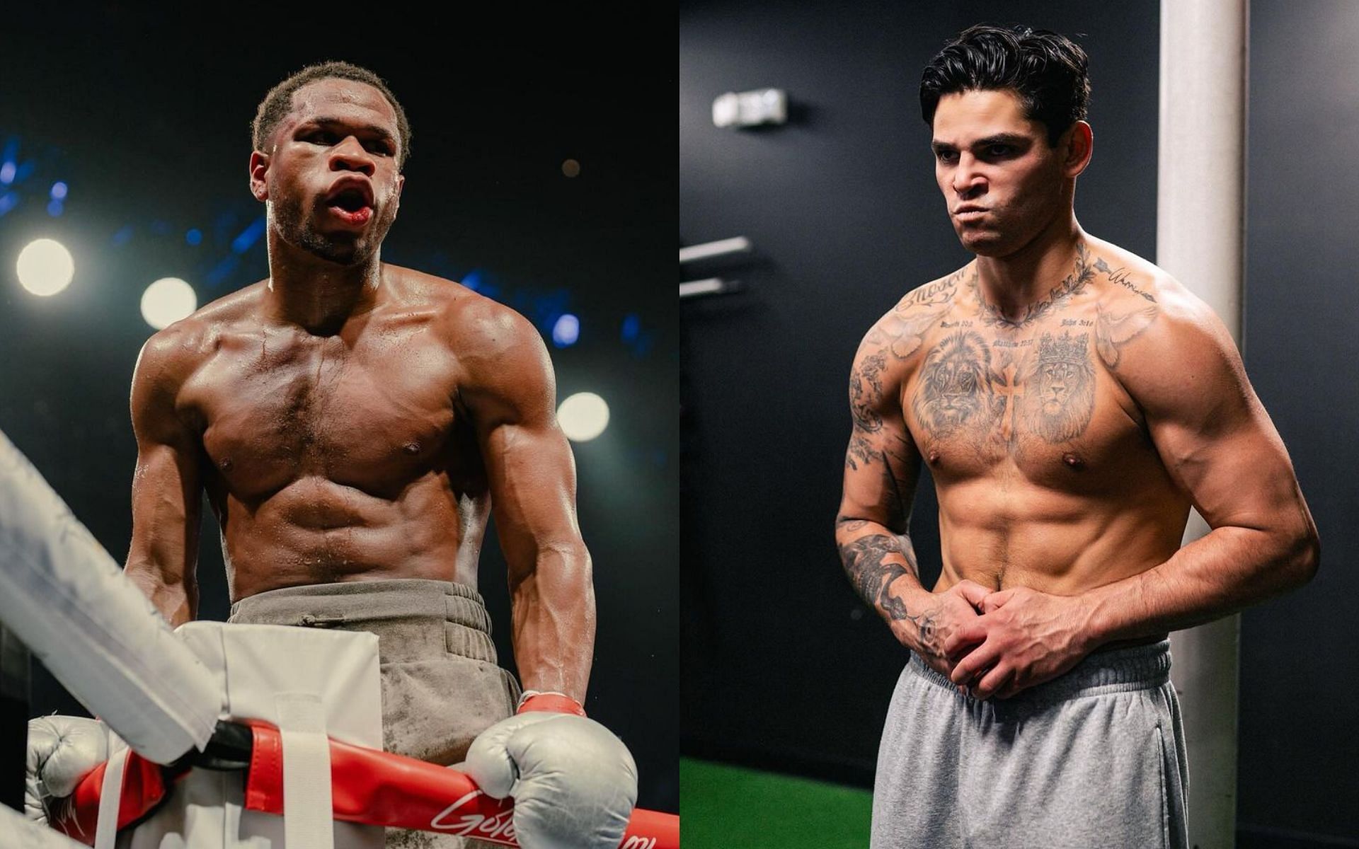 Devin Haney (left) claps back at report that seemingly misquoted his fight purse against Ryan Garcia (right) [Images courtesy of @realdevinhaney and @kingryan on Instagram]