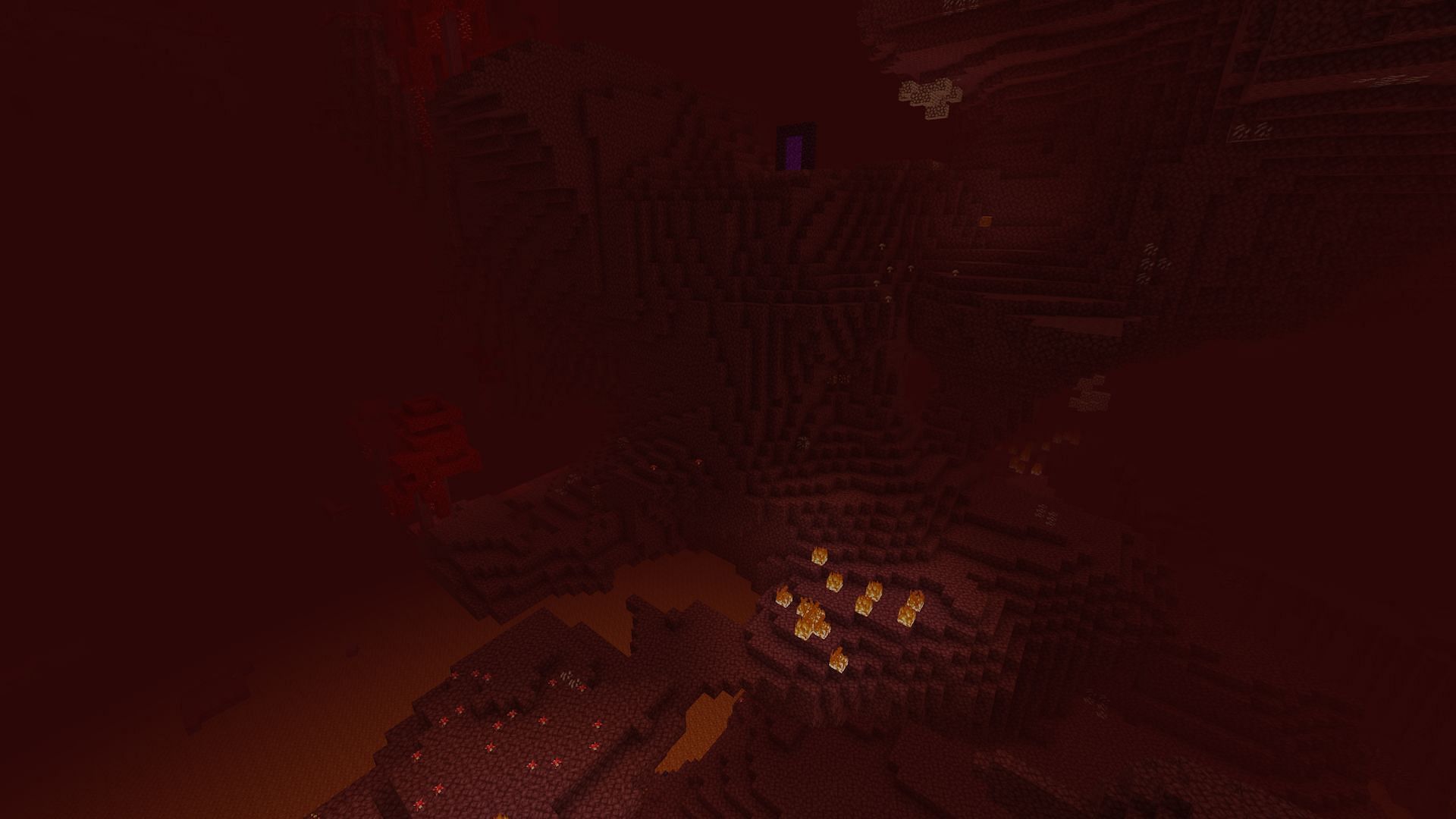 The Nether is particularly dangerous, as portals can appear near any terrain. (Image via Mojang)