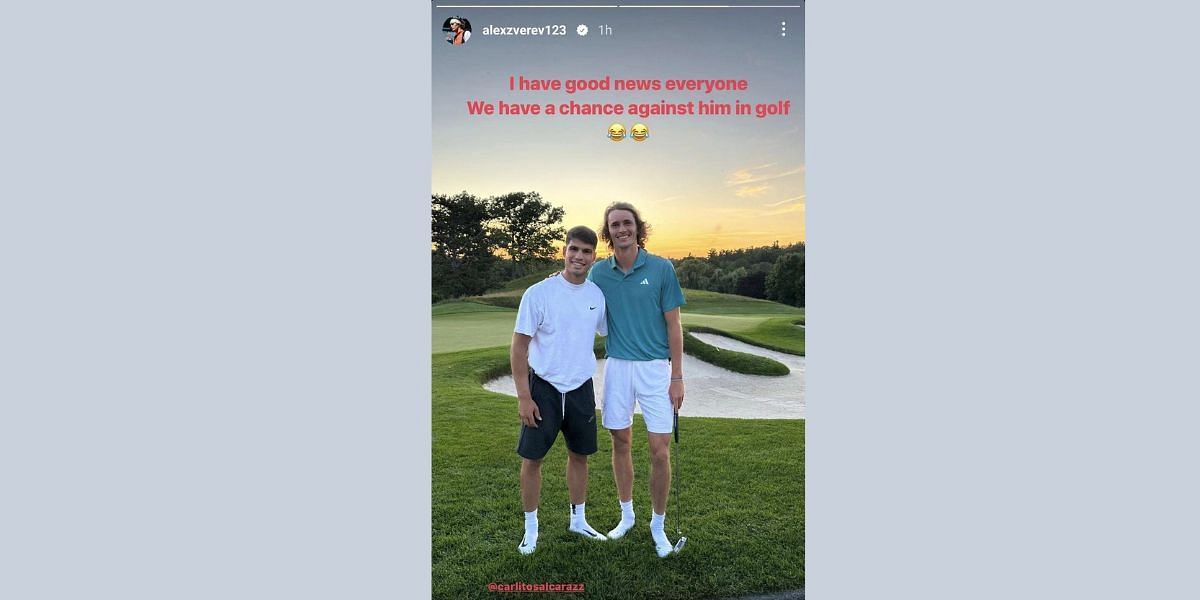 Alexander Zverev&#039;s Instagram story from August 2023