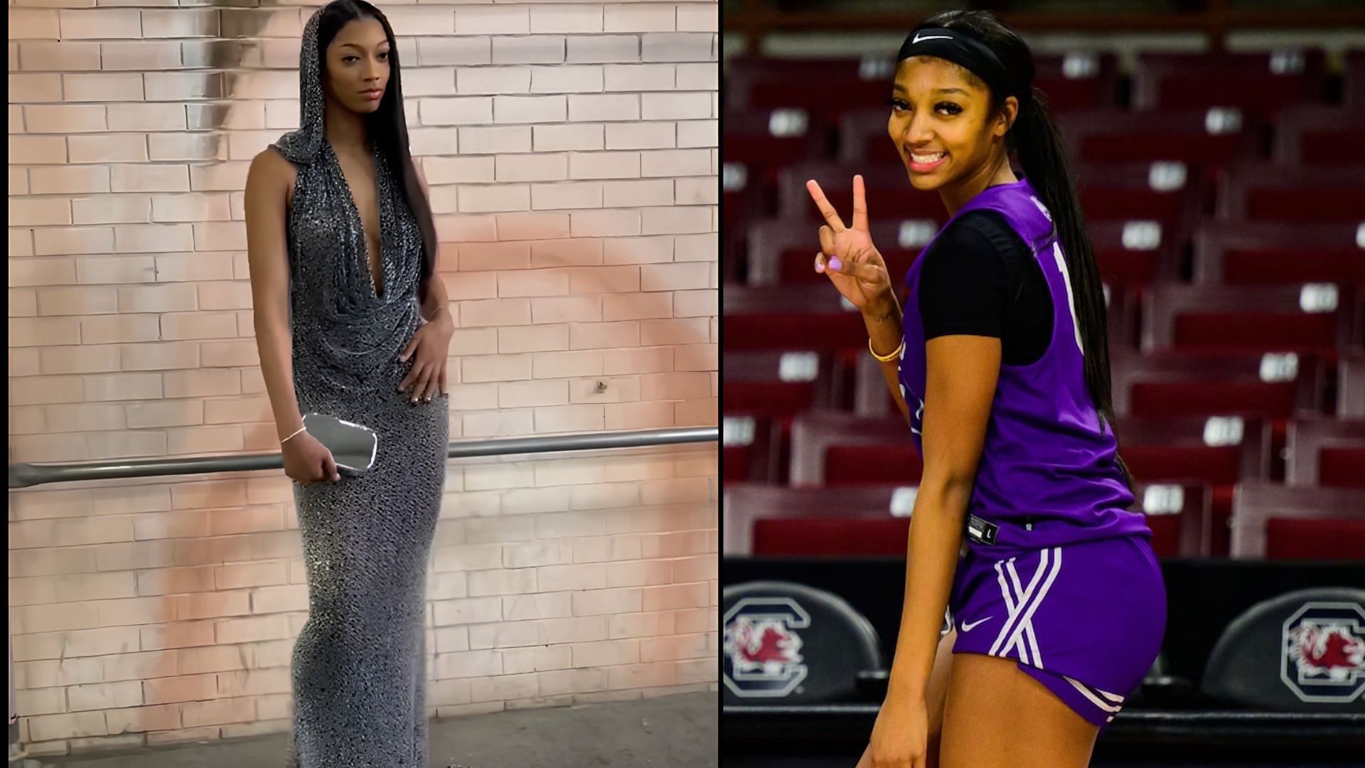 Angel Reese shows off her silver dress ahead of the WNBA draft