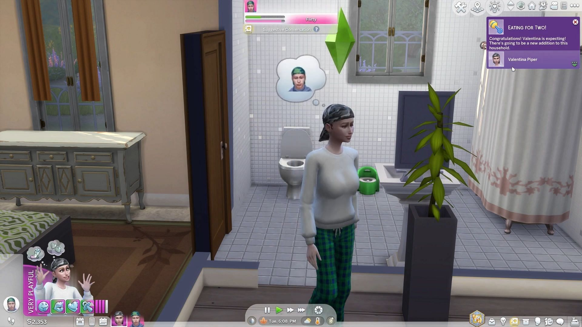 Taking a pregnancy test in The Sims 4 (Image via YouTube/GamesKeys)