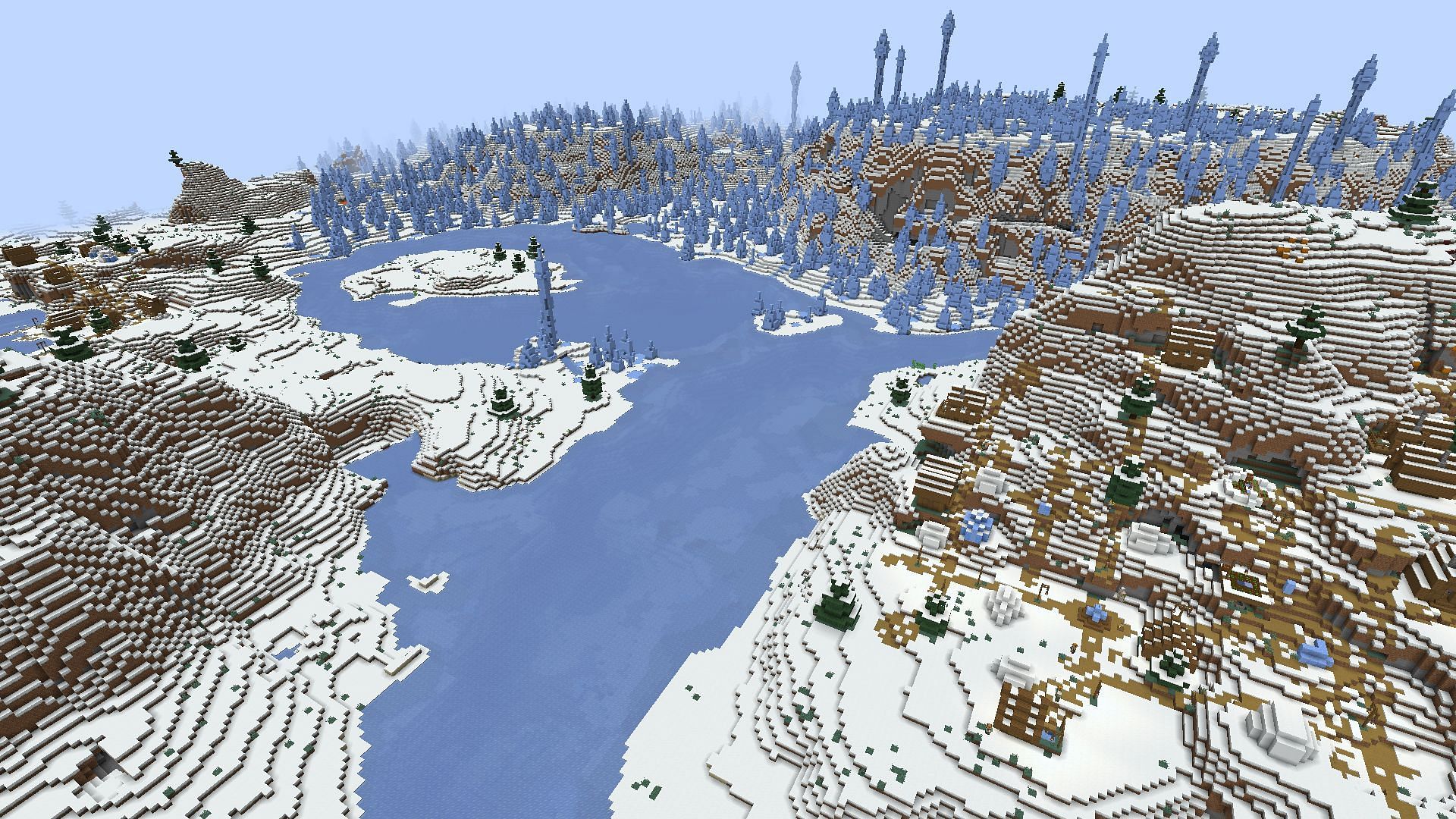 This winter wonderland is both beautiful and filled with loot (Image via Mojang)