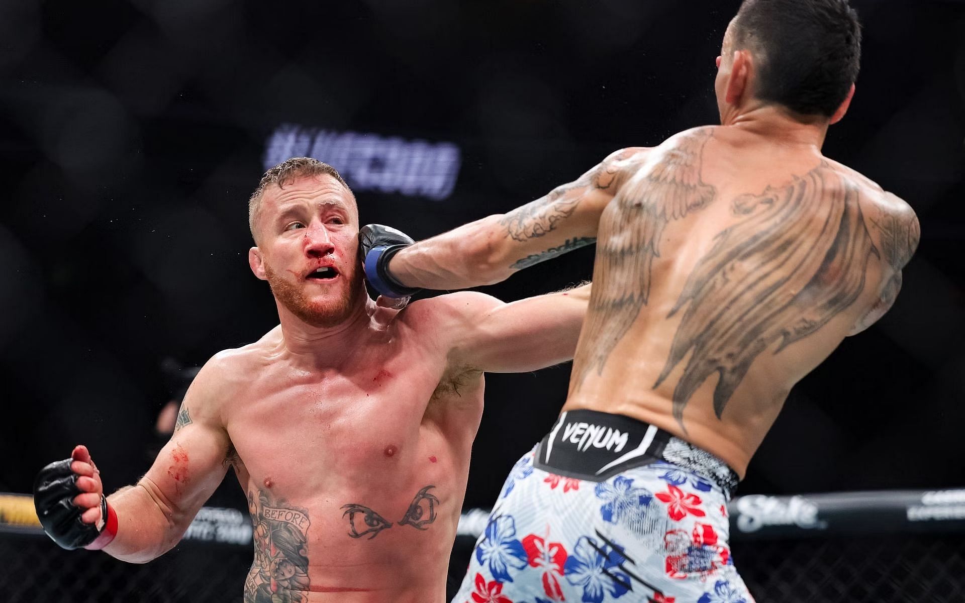Justin Gaethje (left) speaks out following his loss to Max Holloway (right) at UFC 300 [Image Courtesy: @Gettyimages]