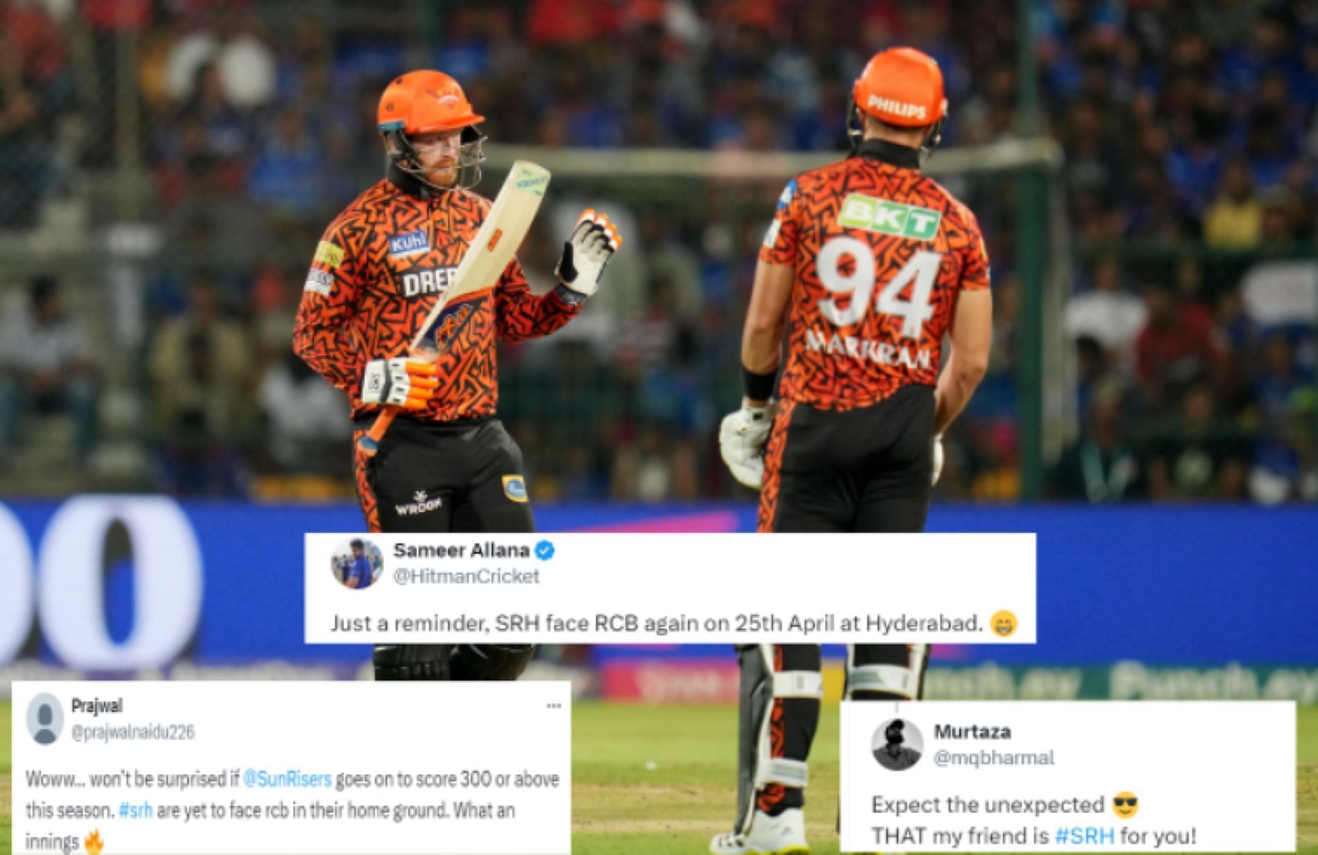 SRH batters stunned the home crowd at bengaluru with their record performance [Credit: IPL twitter handle]