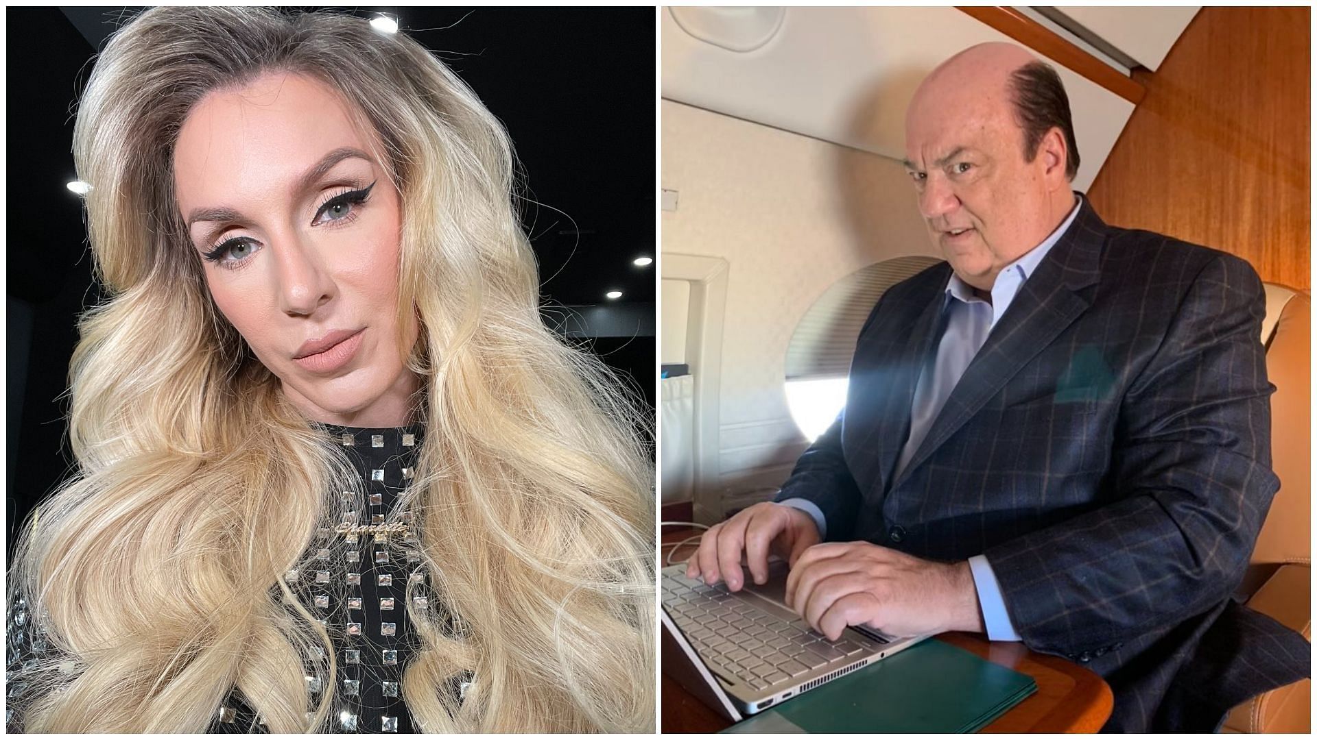 Charlotte Flair (left), and Paul Heyman (right).