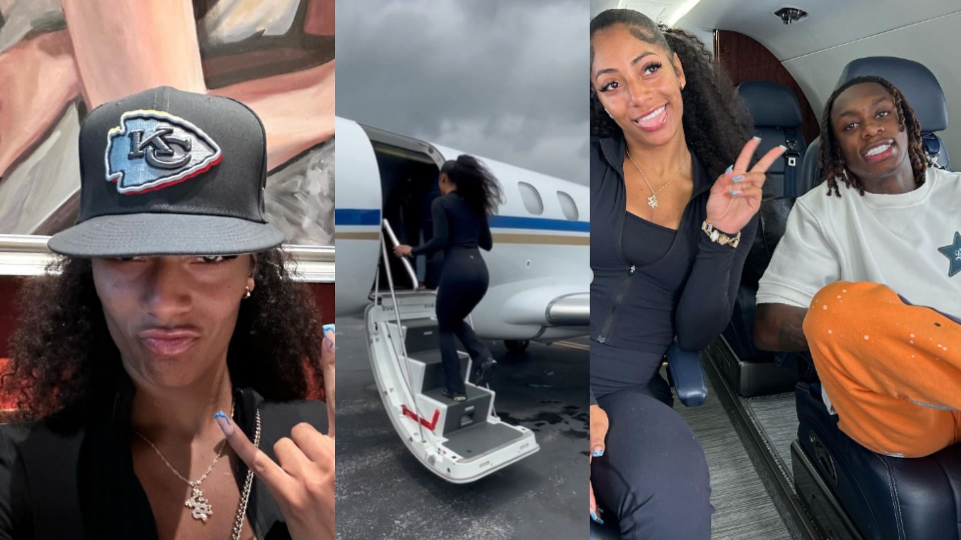 Worthy and Tia Jones jetting off to Kansas City after getting drafted by the Chiefs.