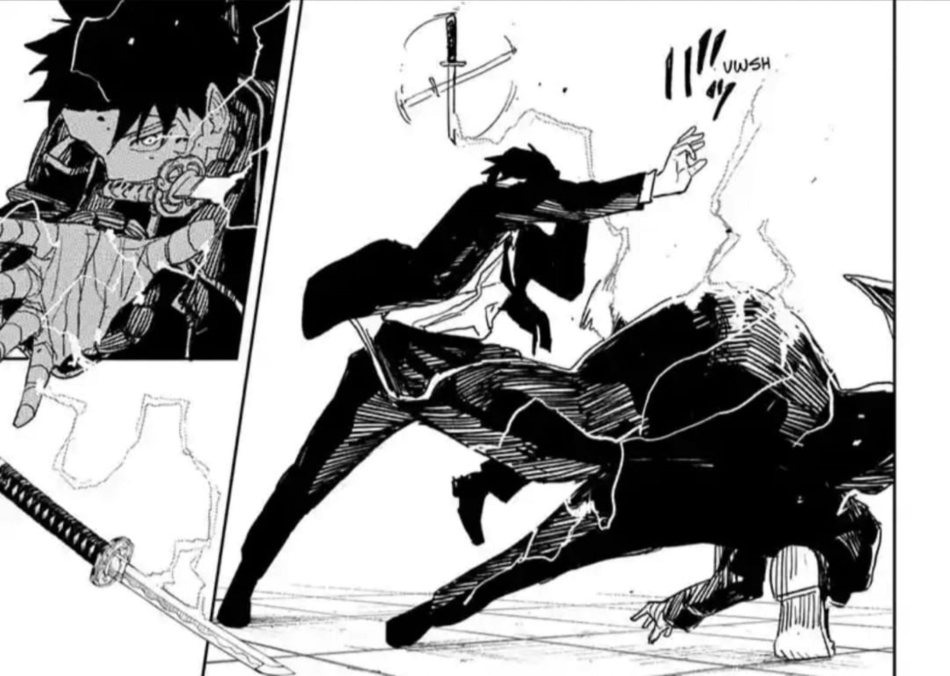 Chihiro vs the Hishaku member in Kagurabachi chapter 30 (Image via Takeru Hokazono/Shueisha)