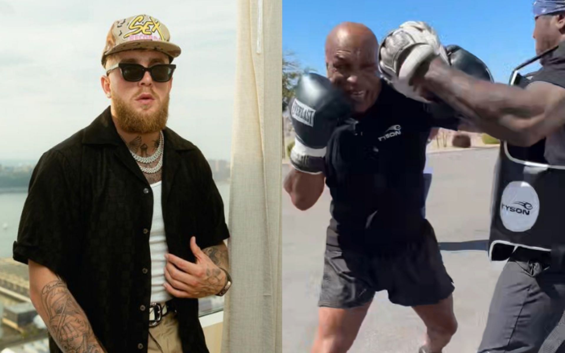 Jake Paul (L) has reacted to Mike Tyson