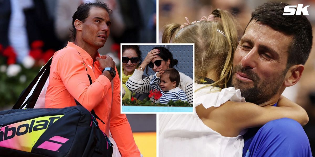 5 best family moments in tennis ft. Jr Nadal (centre) and Novak Djokovic with his daughter at the US Open in 2023 (right)