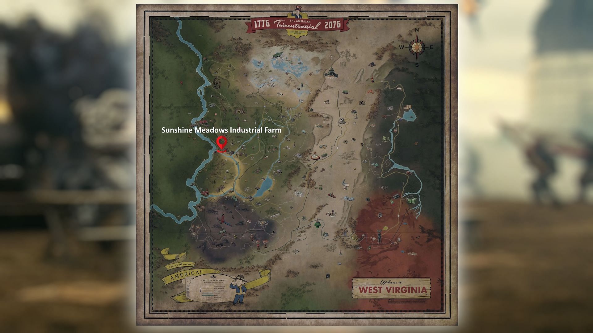 The Sunshine Meadows Industrial Farm is located in the Forest region (Image via Bethesda Game Studios)