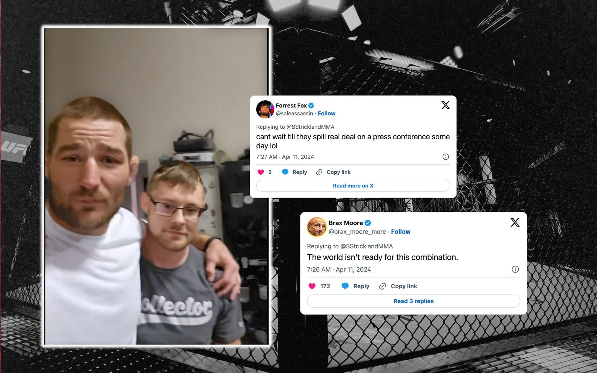 Fans react to Sean Strickland and Bryce Mitchell coming together recently. [Image courtesy: @SStricklandMMA on Instagram]