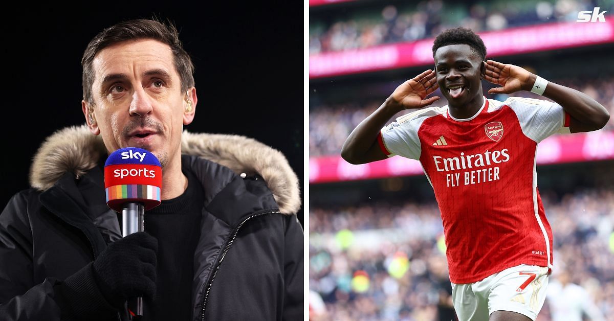 Gary Neville makes stance clear on Tottenham penalty shout against Arsenal before Bukayo Saka goal in 3-2 derby win