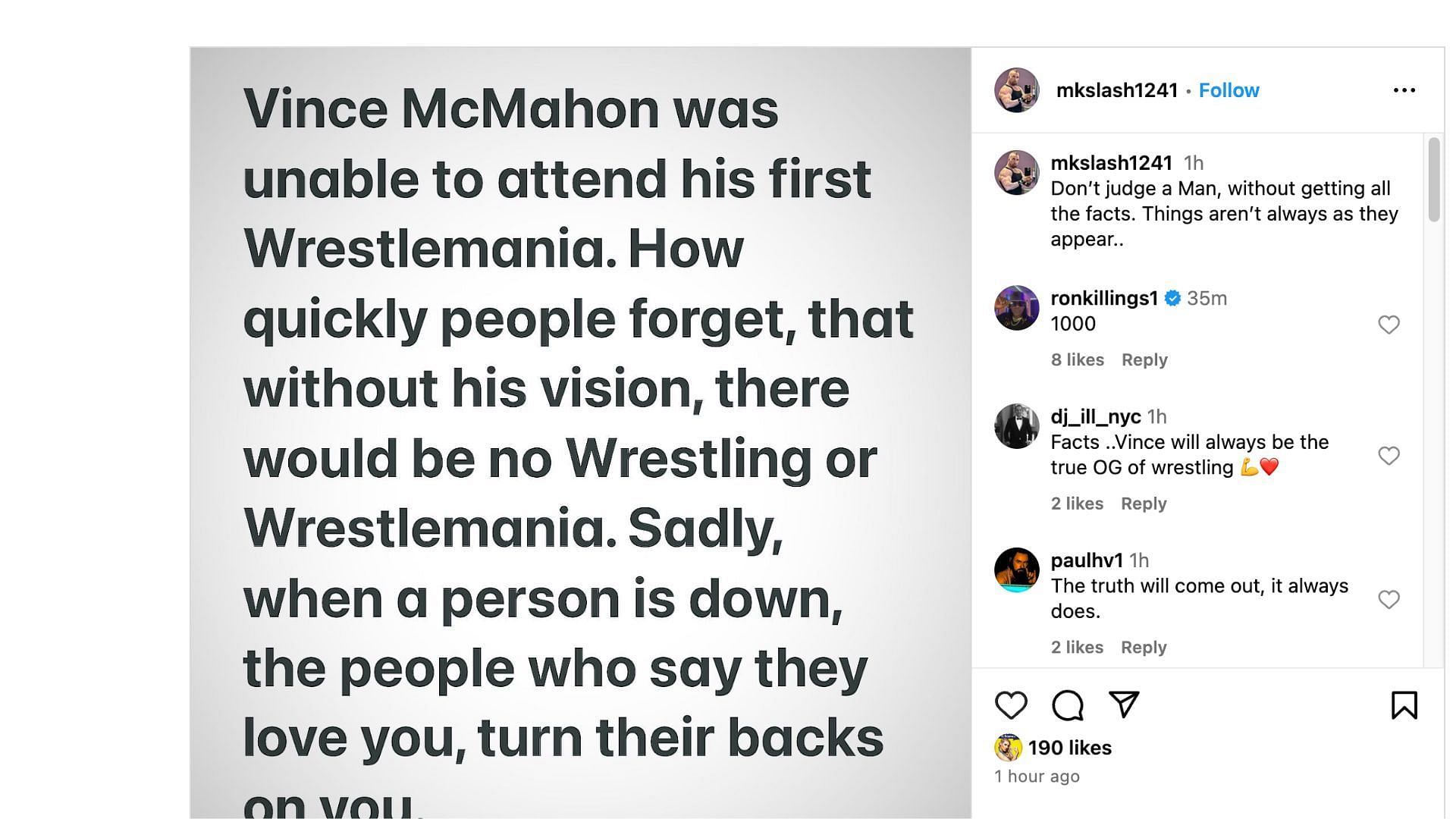 R-Truth reacts to McMahon&#039;s trainer on Instagram.