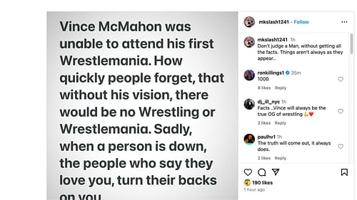 R-Truth reacts to McMahon's trainer on Instagram.